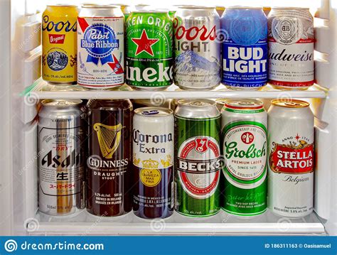 Various Beer Cans Of Craft Beers Domestic And Imported Beers From