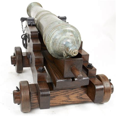Original 18th Century Bronze 2 Pounder Falcon Cannon With Oak Naval