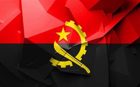 Download Wallpapers 4k Flag Of Angola Geometric Art African