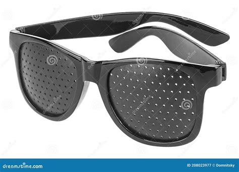 perforated glasses isolated on white background special glasses with holes for vision pinhole