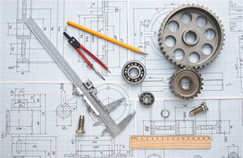 Engineering Tools On Technical Drawing Stock Photos Royalty Free