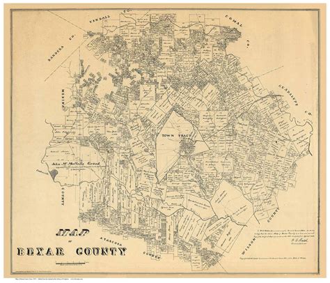 Bexar County Texas 1879 Old Map Reprint Old Maps