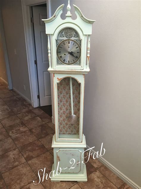 Revamped Grandfather Clock Painted In A Sea Green Chalky Paint With
