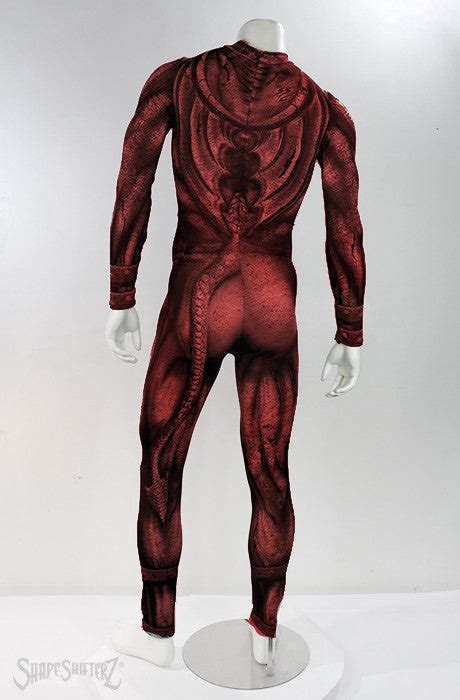 Figure Enhancing Mens Red Demon Bodysuit Cosplay Athletics Perf