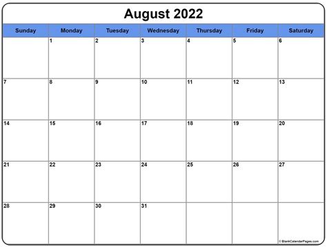 August 2022 Calendar With Holidays Printable August 2022 Calendar