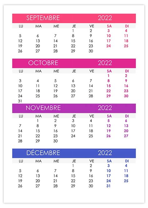 Calendrier Septembre Novembre 2022 Calendrier Septembre