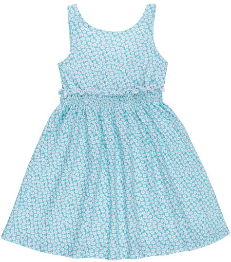 Maricruz Moda Infantil Girls Aqua Green Floral Print Dress And Coral Pink