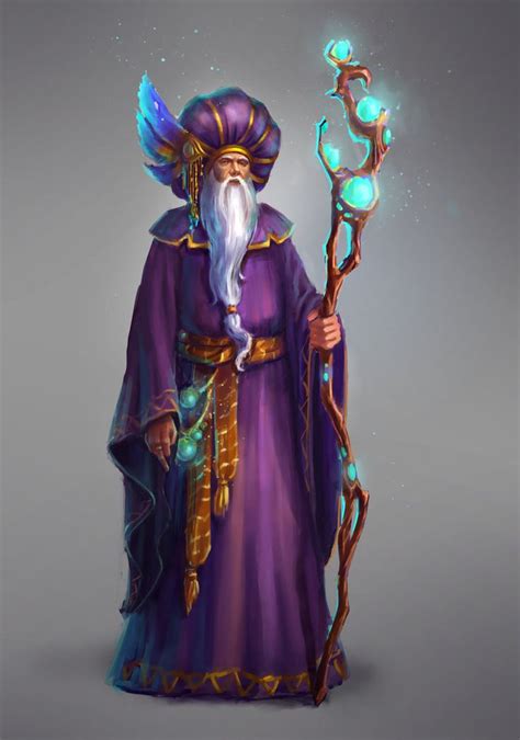 The Wizard Is Holding His Staff And Glowing Orbs