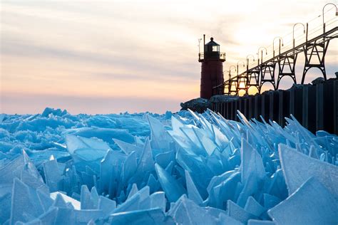 Wallpaper Winter Frozen Lake Ice Lake Michigan Usa Su Daftsex Hd