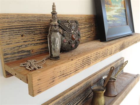 24 Inch Rustic Reclaimed Wood Shelf For Home Studio Office