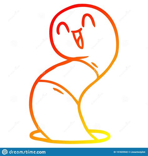 A Creative Warm Gradient Line Drawing Cartoon Happy Worm
