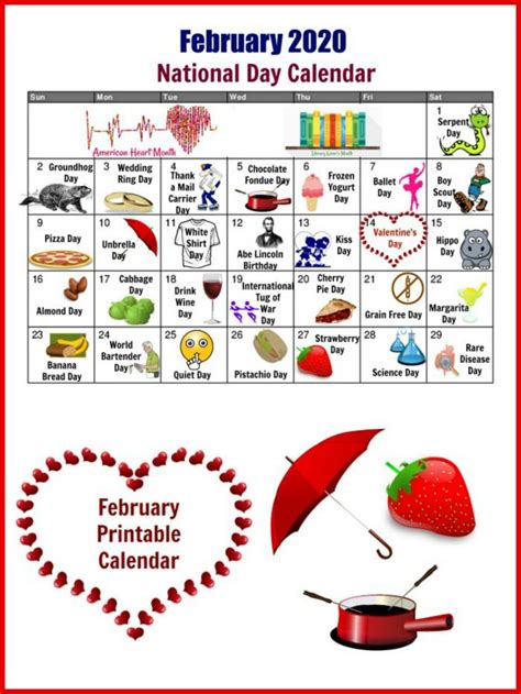 February National Day Calendar Free Printable Calendars National