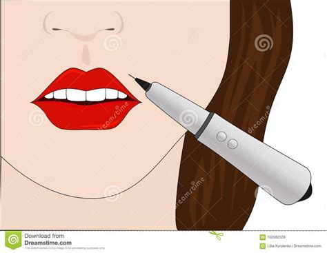 Make Up Lips With Pomade Stock Illustration 47594506