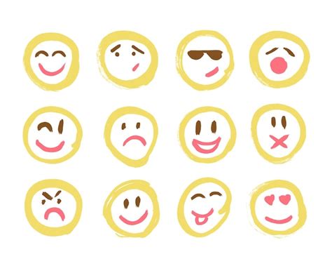 Premium Vector Set Of Emoticons Set Of Emoji Isolated Vector