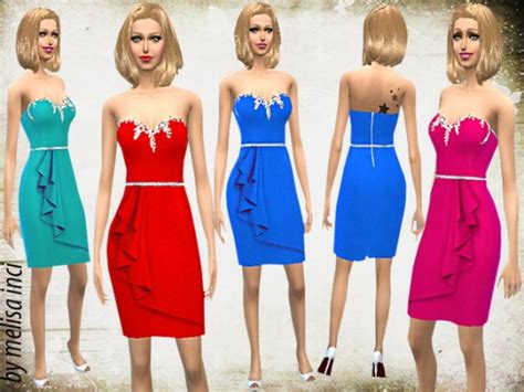 Strapless Stone Embroidered Dress By Melisa Inci At Tsr Sims 4 Updates