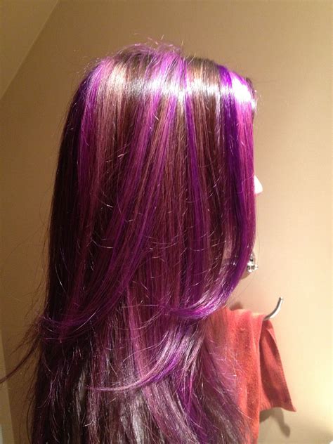 Purple And Pink Highlights Mermaid Hair Color Hair Styles Bright Hair