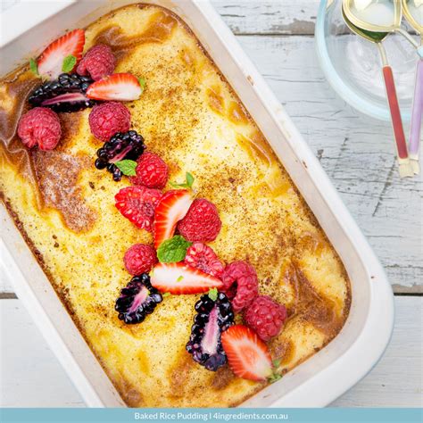 Baked Rice Pudding 4 Ingredients Recipe Baked Rice Baked Rice