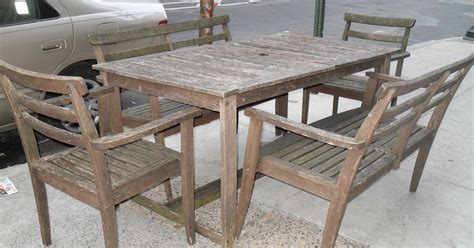 Uhuru Furniture And Collectibles Weathered Teak Outdoor Set Sold