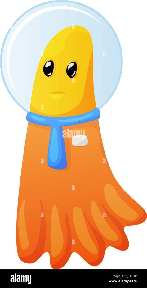 Cute Orange Alien Wearing Spacesuit Cartoon Vector Illustration Stock
