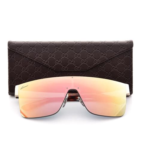 Gucci Rimless Mirrored Shield 4265 S Sunglasses Copper Gold 262294