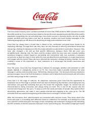 Coca Cola Case Study Pdf Case Study The Coca Cola Company Owns A Product Portfolio Of More