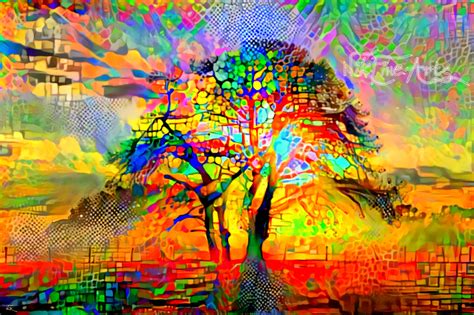 Colorful Abstract Tree Nik Fine Arts Original