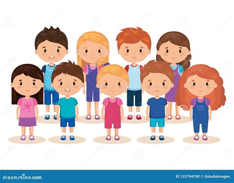Cute And Little Kids Group Stock Vector Illustration Of Little 123794700