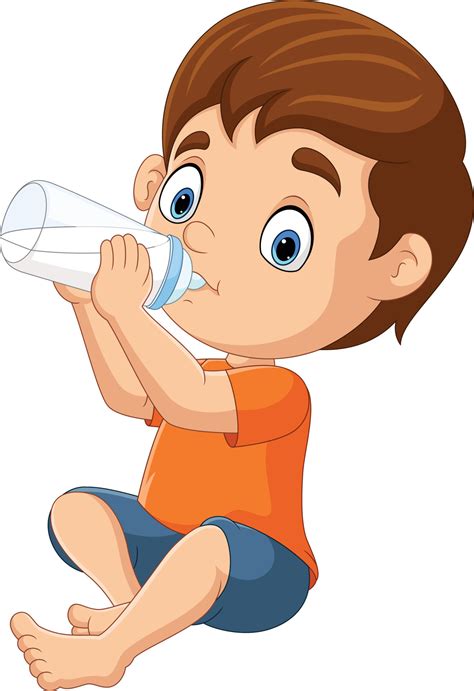 Cartoon Little Boy Drinking Milk With Bottle 15219506 Vector Art At