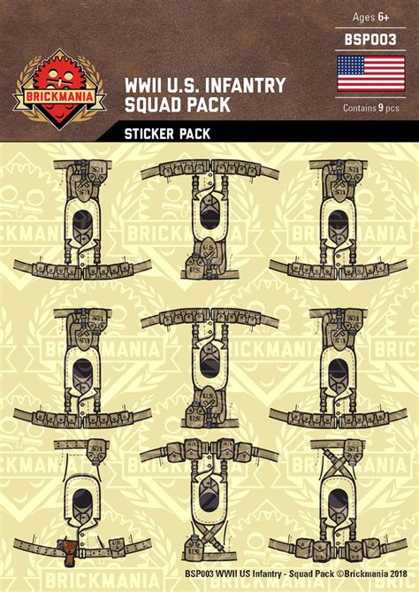 Wwii Us Infantry Squad Pack Sticker Pack Brickmania Toys