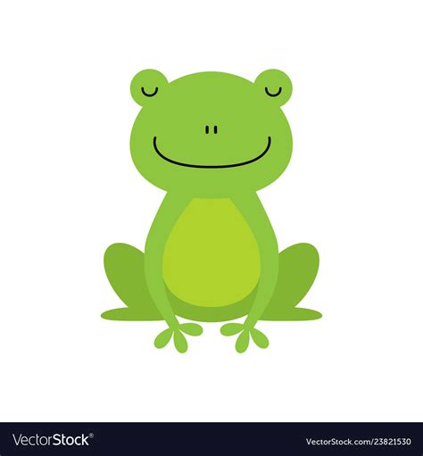 Cute Green Frog Cartoon Character Isolated On Vector Image