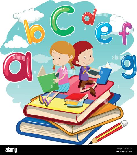 Two Kids Reading Books Together Stock Vector Image And Art Alamy