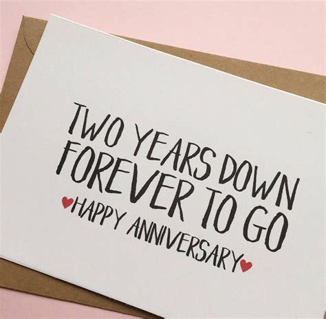 Two Years Down Forever To Go 2nd Anniversary Card Wedding