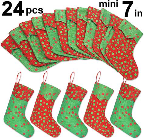 Ivenf Christmas Mini Stockings 24 Pcs 7 Inches Glitter