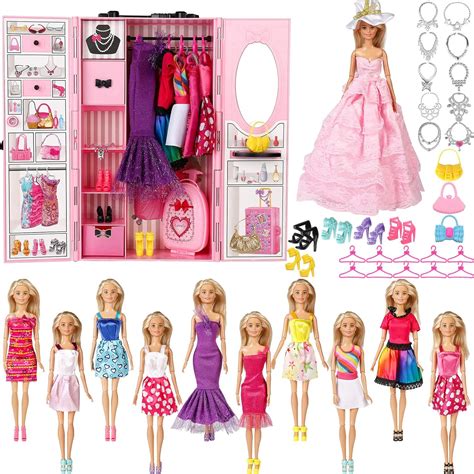 Sotogo 115 Inch Girl Doll Closet Wardrobe With Doll Clothes And Accessories Include