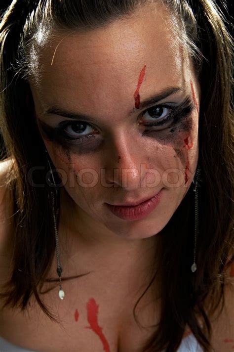 face ofwoman with stains blood stock image colourbox