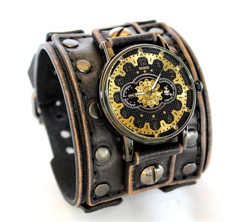 Mens Leather Watch Steampunk Watch Steampunk Leather Etsy In 2020