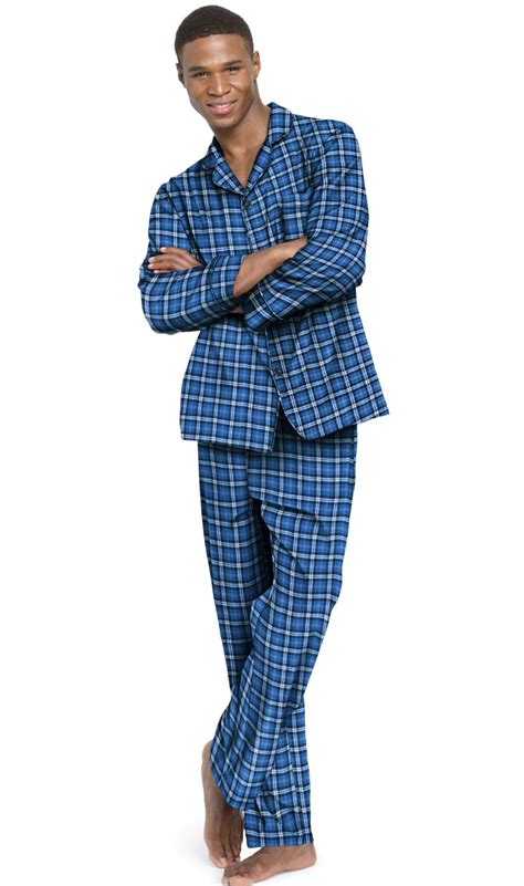 Hanes Hanes Men`s Flannel Pajamas 01400140x 5xl Navyblue Plaid