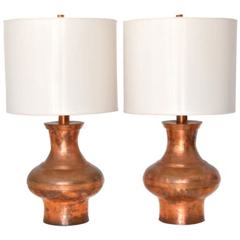 Pair Of Hammered Copper Table Lamps Copper Table Lamp Copper Table