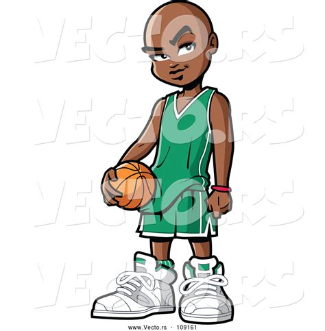 Vector Of Black Boy Holding A Basketball By Clip Art Mascots 109161