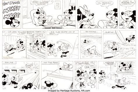 Disney Studio Artist Mickey Mouse Sunday Comic Strip Original Art Lot