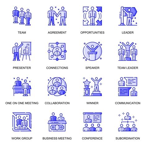 Business People Web Flat Line Icons Set 2910594 Vector Art At Vecteezy