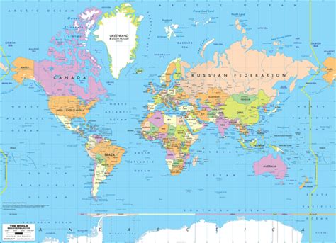 In questo caso i continenti sono in rosa e il fondo bianco. Fotomurale Mappa del Mondo Politico | StickersMurali.com