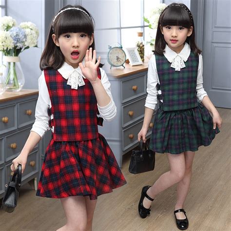 2019 Spring Autumn Girls Clothing Set Plaid 3pcsset Cotton Girls