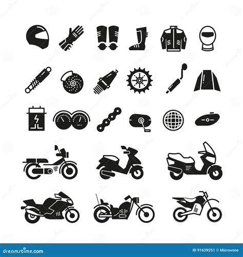 Racing Motorcycle Motorbike Parts And Transportation Vector Icons