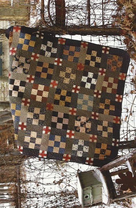 Primitive Folk Art Quilt Pattern Blue And Gray By Primfolkartshop