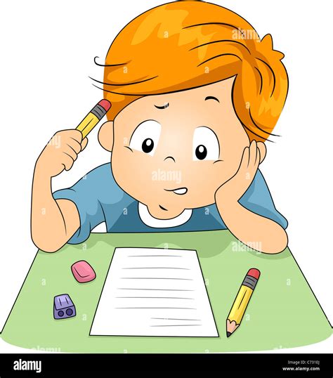 Illustration Of A Kid Answering Test Questions Stock Photo Alamy