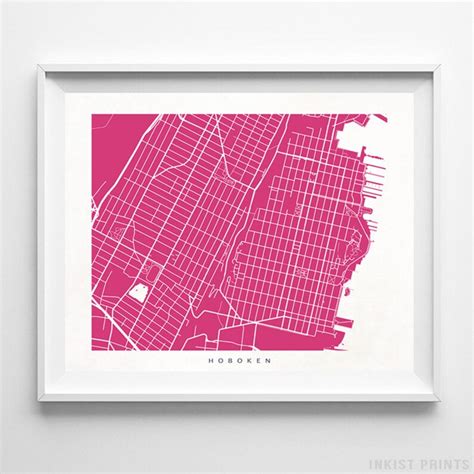 Hoboken Map New Jersey Print Nj Poster Hoboken Art Art Etsy