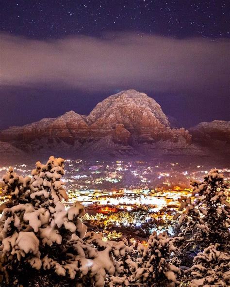 Sedona At Night After A Snowstorm Fun Fac Beautiful Places To Travel