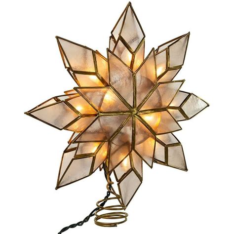 Kurt Adler 85 Inch Capiz Star Tree Topper With 10 Clear Lights And 1