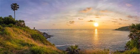 Sunset Sky At Phrom Thep Cape The Scenic Point Of Phuket Island Stock